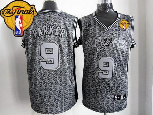Grey Spurs #9 Tony Parker Static Fashion Finals Patch Stitched NBA Jersey